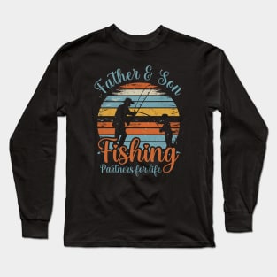 Father Son Fishing Partners For Life Retro Matching Dad Long Sleeve T-Shirt